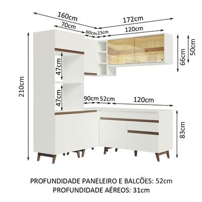 Cozinha Completa de Canto Reims com Armário e Balcão Madesa