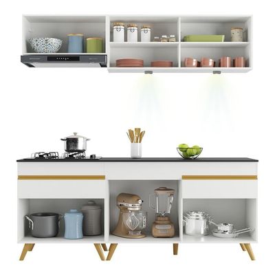 Cozinha Compacta 4 Peças Com Leds Veneza Up Multimóveis