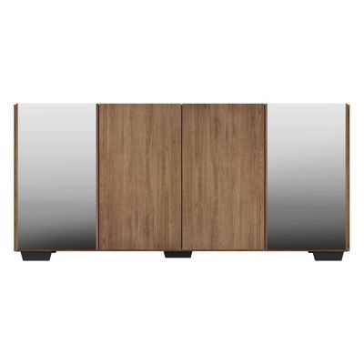 Aparador Buffet com Espelho e Pés Quadrados Rustic/preto