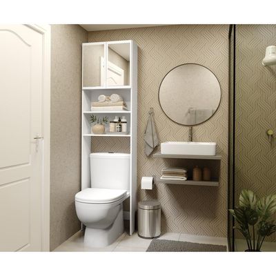 Armário Banheiro para Vaso Sanitário Espelho Aspen Plus