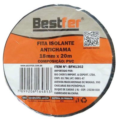 Fita Isolante Anti-Chamas Preta 20M