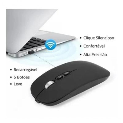 Mouse Sem Fio Wireless Bateria Recarregável Clique Silencios
