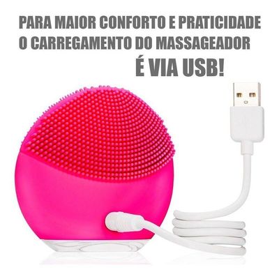Esponja Elétrica Massagem Fácil Limpeza Rosto Recarregável