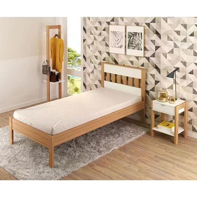 Cama Solteiro Cm8006 Amendoa Branco Tecno Mobili