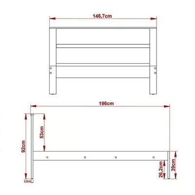 Cama Casal Cm8005 Nogal Branco Tecno Mobili Nogal Branco