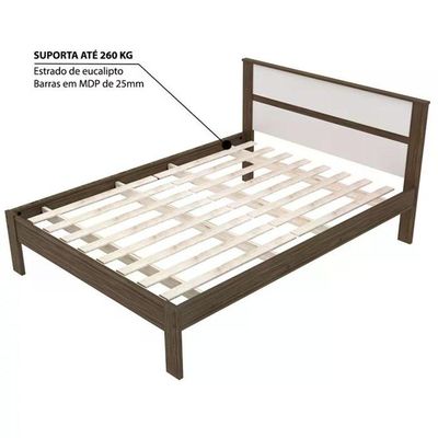 Cama Casal Cm8005 Nogal Branco Tecno Mobili Nogal Branco