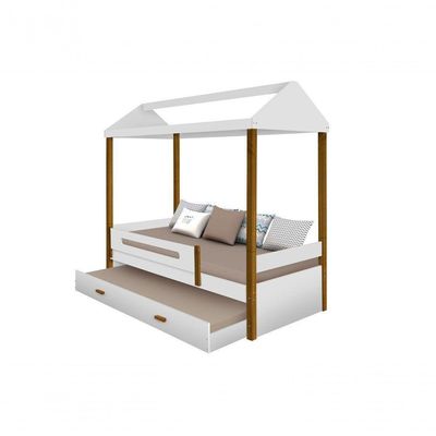 Cama Casa Branco Mel Com Cama Auxiliar