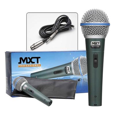 Microfone MXT Dinamico PRO BT-58A Metal com Fio 4.5 Metros OD 5 MM