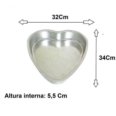 Forma Assadeira De Bolo Coração Grande De Alumínio Grosso