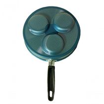 Frigideira Para 3 Ovos Tampa Vidro Antiaderente Azul Docesar
