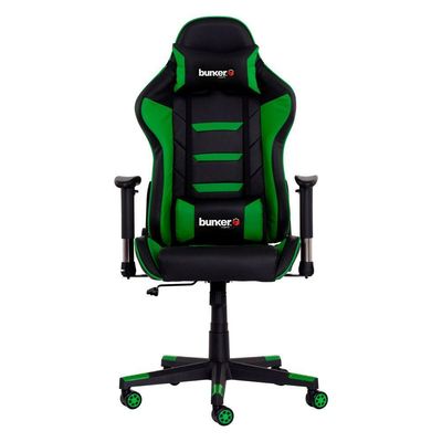 Cadeira Gamer Reclinável Giratória Preta C/Verde Ajustável