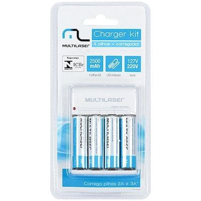 Carregador RM02 Bivolt com 4 Pilhas AA de 2500 MAH CB054