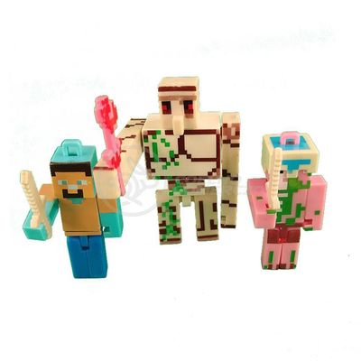 Kit Cartelado Conj. Minecraft 2 Bonecos+1 Villager+1 Enderman+1 Creeper+1 Cama+Espadas