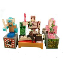 Kit Cartelado Conj. Minecraft 2 Bonecos+1 Villager+1 Enderman+1 Creeper+1 Cama+Espadas