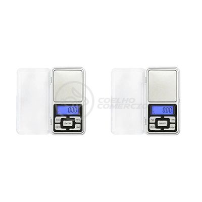 Kit 2 Mini Balanças Digitais Alta Precisão 500g prata