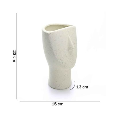 Vaso Rosto Areia Em Cerâmica 23x15cm