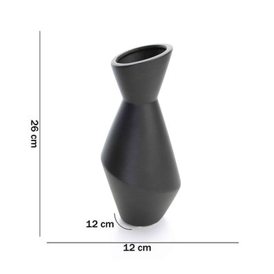 Vaso Preto Em Cerâmica 26x12cm