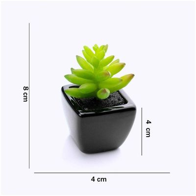 Kit 06 Suculentas Artificial Sortida Vaso Preto Unidades 6x6 Cm
