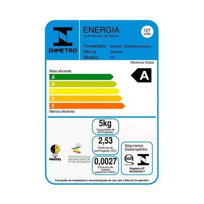 Centrífuga De Roupas Mueller Fit 15kg De Roupa Molhada 127V 110V