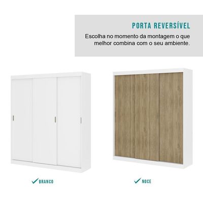 Guarda Roupa Infantil 3 Portas 4 Gav 3 Espelhos Branco Mega