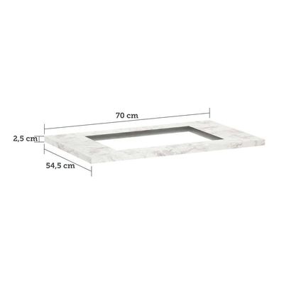 Tampo De 70Cm X 54,5Cm Para Cooktop 4 Bocas C/ Furo De 50Cm