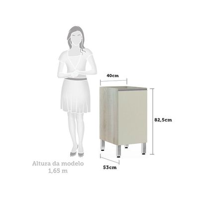 Balcão Sem Tampo 40cm Lis Legno Crem e Kashmir