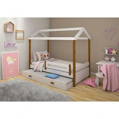 Cama Casa Eliz Branco Mel Solteiro e 2 Colchões
