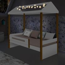 Cama Solteiro Branco Mel Com Led E Colchão