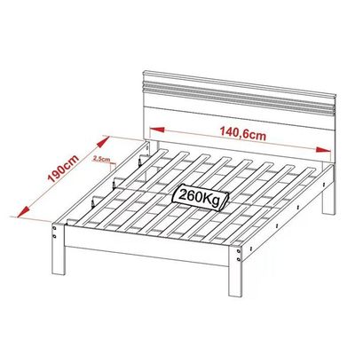 Cama Casal Cm8009 Nogal Branco Tecno Mobili Nogal Branco
