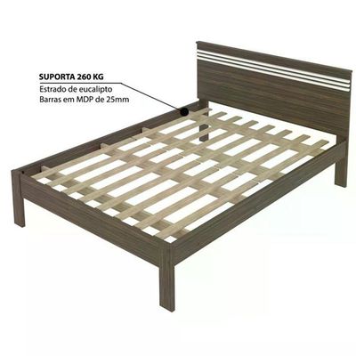 Cama Casal Cm8009 Nogal Branco Tecno Mobili Nogal Branco