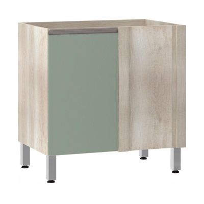 Balcão Sem Tampo Canto Reto Luciane 80cm Luci Legno Crem e Verde Jade