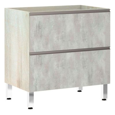 Balcão Sem Tampo 80cm Misto Basculante Luci Legno Crem e Concreto