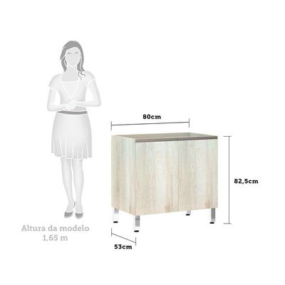 Balcão Sem Tampo 80cm Luci Legno Crema