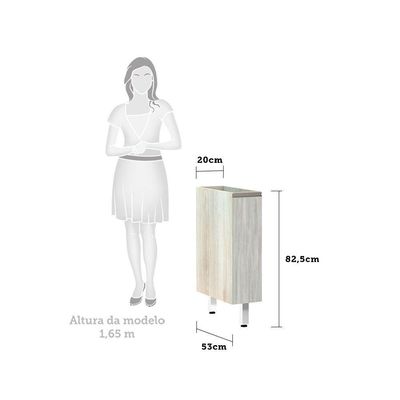 Balcão Sem Tampo 20cm Luci Legno Crem e Concreto