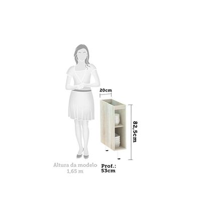 Balcão Sem Tampo 20cm Luci Legno Crem e Verde Jade