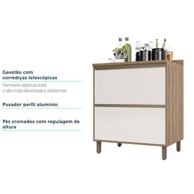 Balcão e Tampo 80 Cm 2 Gavetões Mel Vanill e O