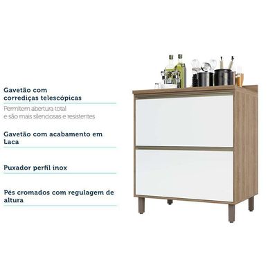 Balcão e Tampo 80 Cm 2 Gavetões Mel Vanill e Branco
