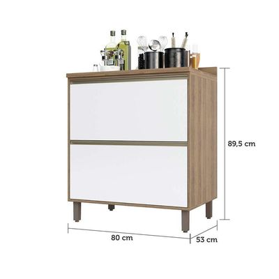 Balcão e Tampo 80 Cm 2 Gavetões Mel Vanill e Branco