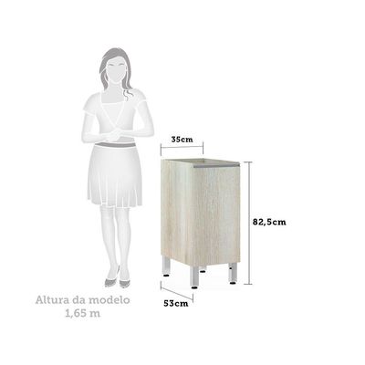 Balcão Sem Tampo 35cm 1 Prateleira Lis Legno Crema