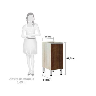 Balcão Sem Tampo 35cm 1 Prateleira Lis Legno Crema Com