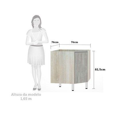Balcão Sem Tampo Canto Diagonal Luciane Lis Legno Crem e Concreto