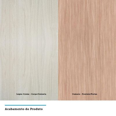 Balcão Sem Tampo De Canto Reto Luciane 80cm Lis Legno Crem e Cumaru