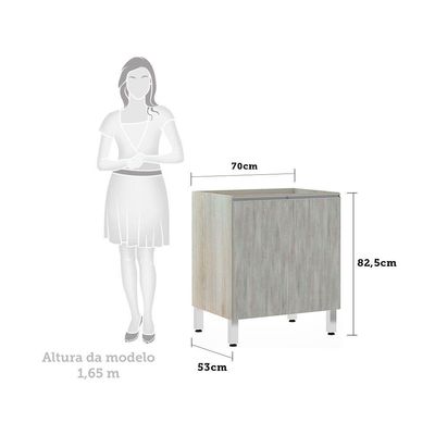 Balcão Sem Tampo 70cm Lis Legno Crem e Concreto
