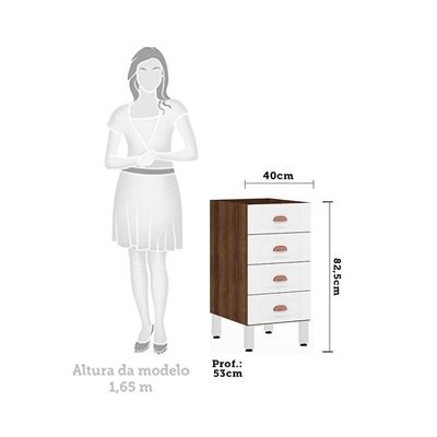 Balcão Sem Tampo 40cm Safir e Branco Pet