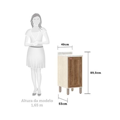 Balcão e Tampo 40cm De Abrir 1 Prateleira Sofia Pátina Com Moscatto