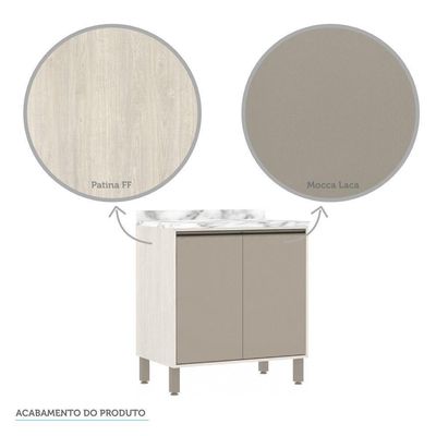 Balcão e Tampo 80 Cm De Abrir 1 Prateleira Com Mocca Laca