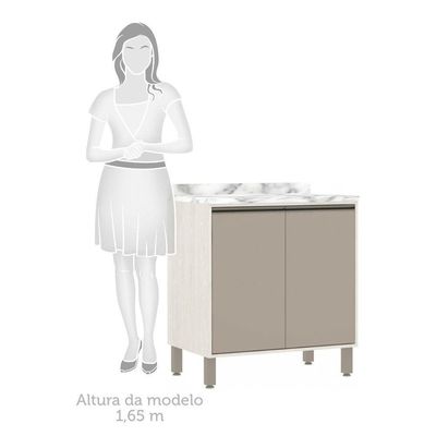 Balcão e Tampo 80 Cm De Abrir 1 Prateleira Com Mocca Laca
