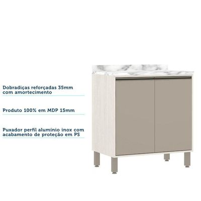 Balcão e Tampo 80 Cm De Abrir 1 Prateleira Com Mocca Laca