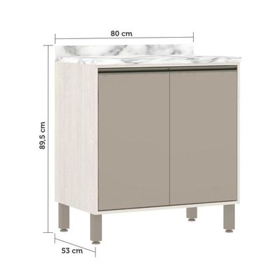 Balcão e Tampo 80 Cm De Abrir 1 Prateleira Com Mocca Laca