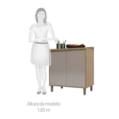 Balcão e Tampo 80 Cm De Abrir 1 Prateleira Mel Vanill e Gra